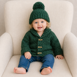 Crochet Cardigan Sweater & Hat Pattern PDF – Rocky Shawl Collar Set (NB–10Y)