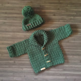 Rocky Crochet Shawl Collar Cardigan & Hat Pattern for Newborn to 10 Years | English PDF