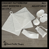 Snowy Spa Set Crochet Pattern Bundle (5 Patterns) – Bathroom & Self-Care Set – English Only