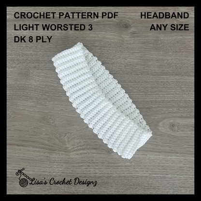 Crochet Pattern Snowy Headband - All Sizes