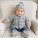 Crochet Baby Set Pattern – Stirling Cardigan, Hat & Booties (0–3 Months)