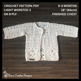 Crochet Baby Cardigan Pattern PDF – Summer Baby Sweater (0–3M)