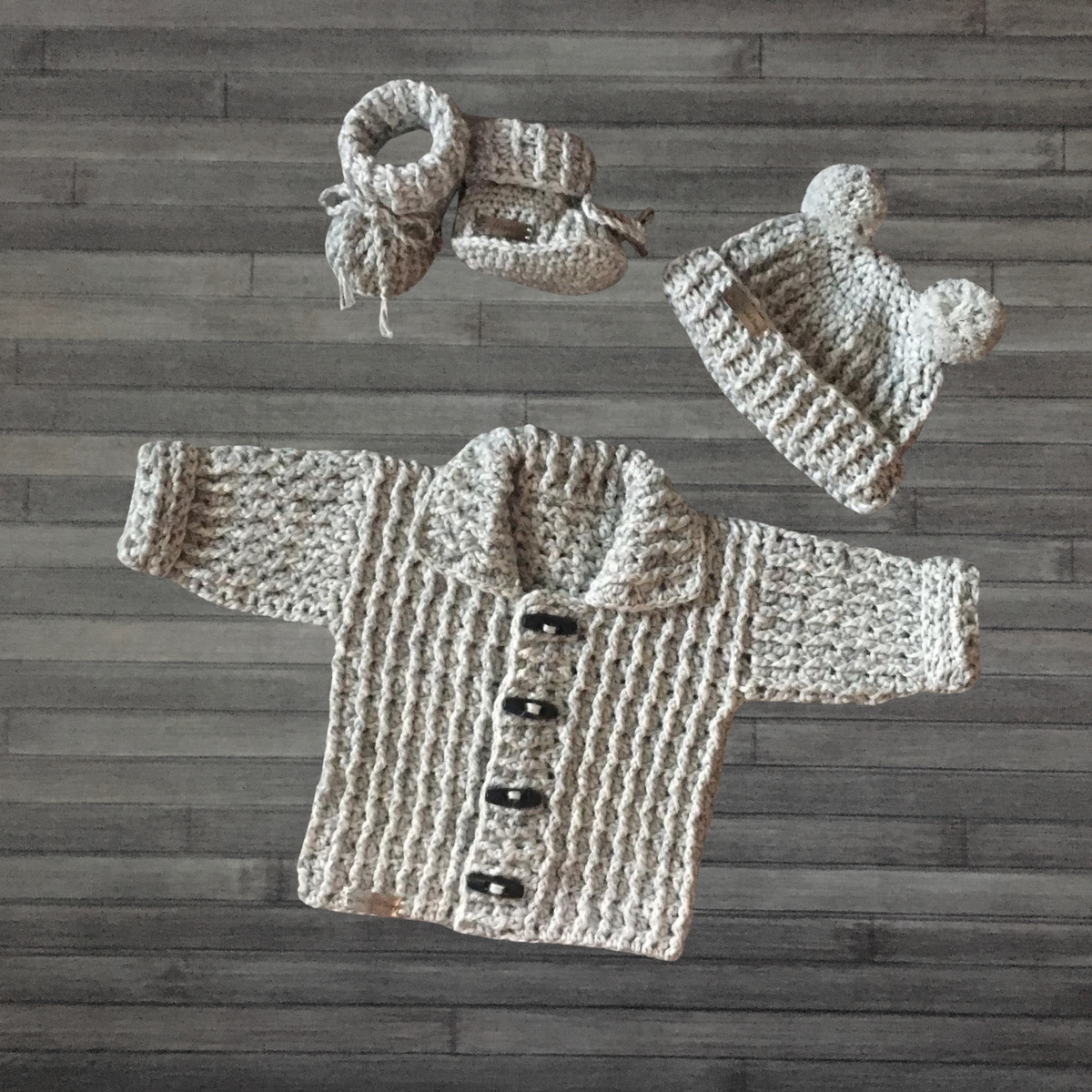 Theo Crochet Cardigan, Hat & Booties Set – Newborn to 10 Years | Crochet Pattern PDF | English