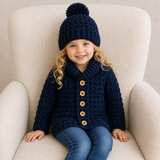 Crochet Baby & Kids Cardigan & Hat Pattern PDF – William Shawl Collar Set (Preemie–10Y)