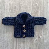 William Crochet Pattern – Shawl Collar Cardigan & Hat (Preemie-10 Y) | English PDF Download