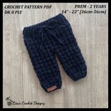 William Crochet Baby Pants Pattern | Preemie to 2Y | English PDF Digital Download