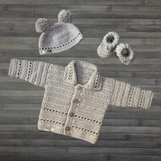 Crochet Pattern Zac Crochet Cardigan Hat Booties Set Baby to 2 Years