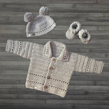 Zac Crochet Baby Set | Cardigan & Hat to 2 Years & Booties | Crochet Pattern PDF | English