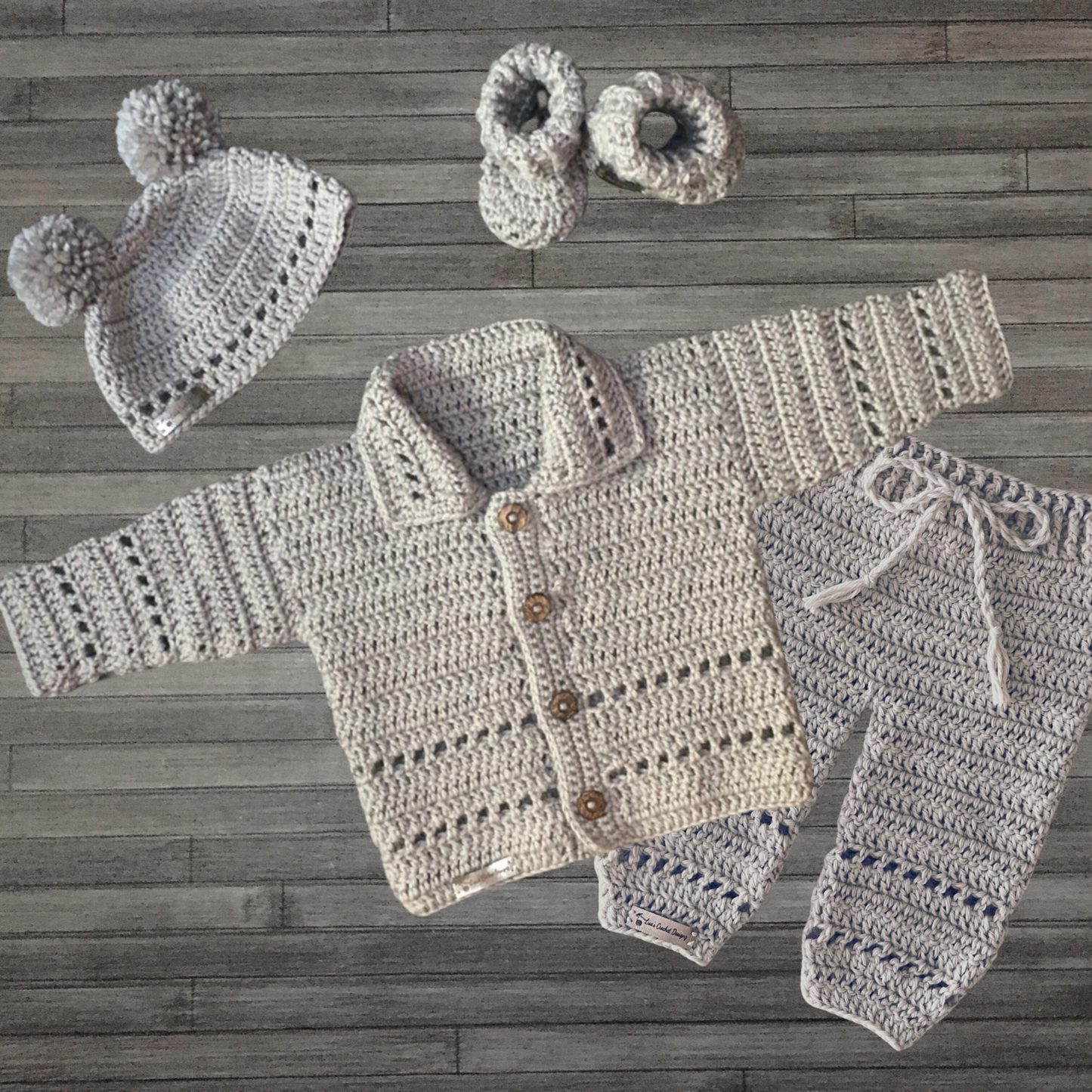 Crochet Pattern Zac Baby Cardigan Hat Booties Pants Set