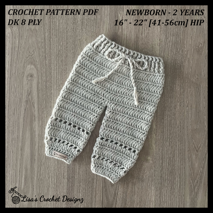 Crochet Pattern Zac Crochet Baby Pants Newborn to 2 Years