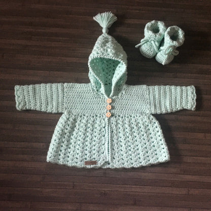 zara crocheet baby hoodie and booties