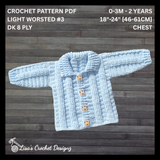 Zeb Crochet Baby Cardigan to 2 Years | Crochet Pattern PDF | English
