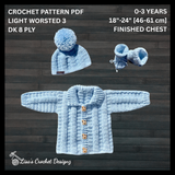 Crochet Baby Pattern PDF Set – Zeb Cardigan, Hat, Booties, Pants & Bib