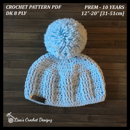 Crochet Pattern Zeb Baby Toddler Child Crochet Hat Prem to 10 Years