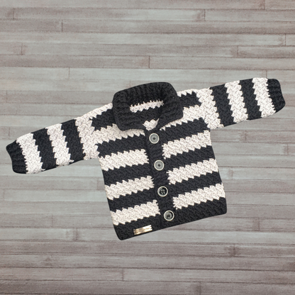 Crochet Pattern Ziggy Crochet Striped Baby Cardigan 0 to 3 Months