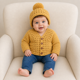 Crochet Cardigan & Hat Pattern PDF – Sam Baby & Kids Set (0–10Y)