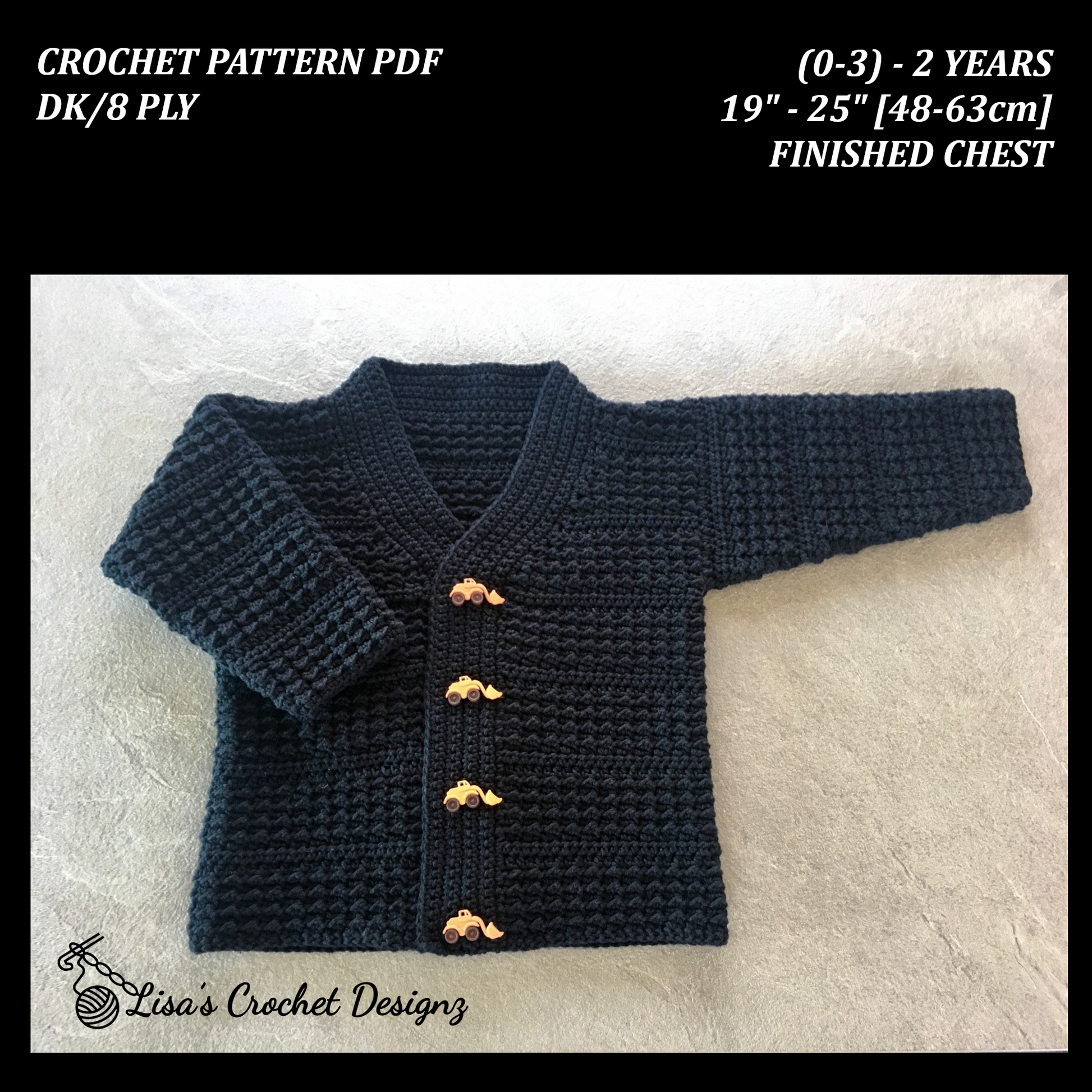 aaron crochet pattern description sizes 0 to 3 months to 2 years