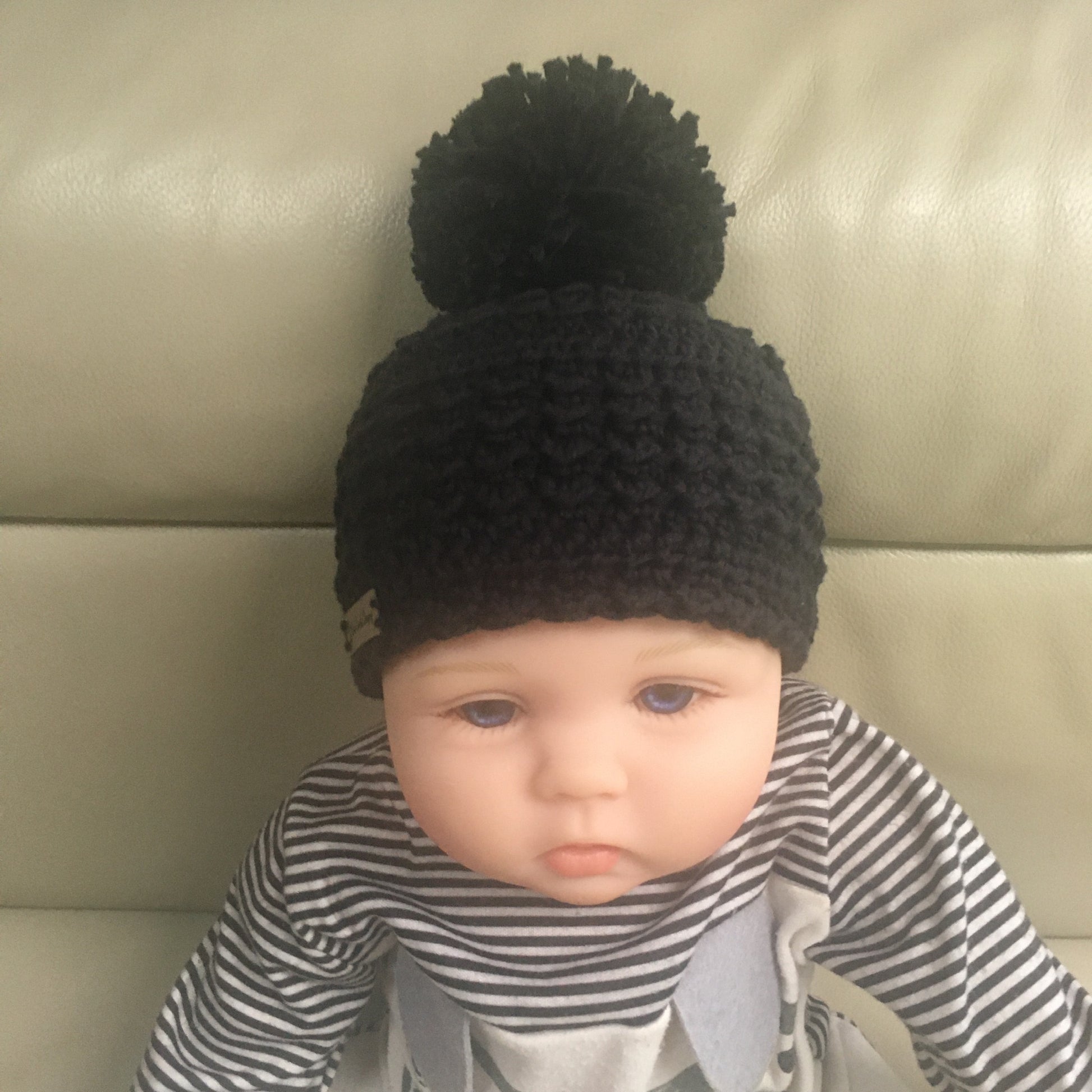 aaron crochet hat on baby front