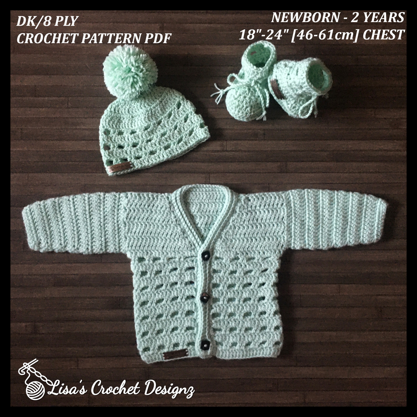 Adam crochet sweater hat and booties set