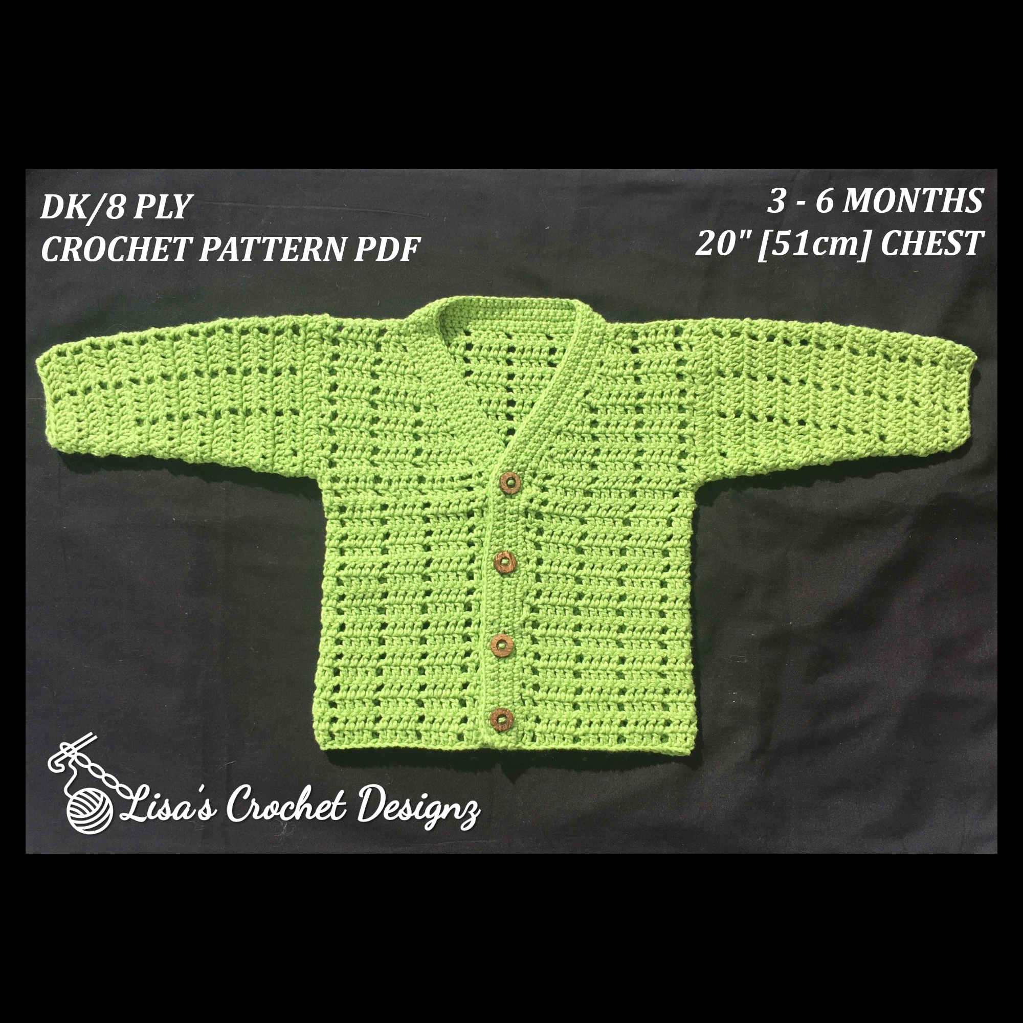 Apple crochet baby sweater pattern size 3 to 6 months