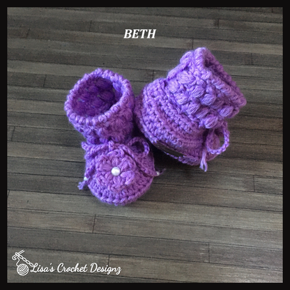 beth crochet baby booties one up on top of other