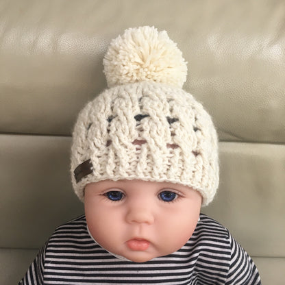 caleb crochet cabled hat on baby front