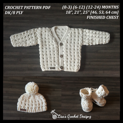 caleb sweater set pattern details sizes 18 to 25 inch chest