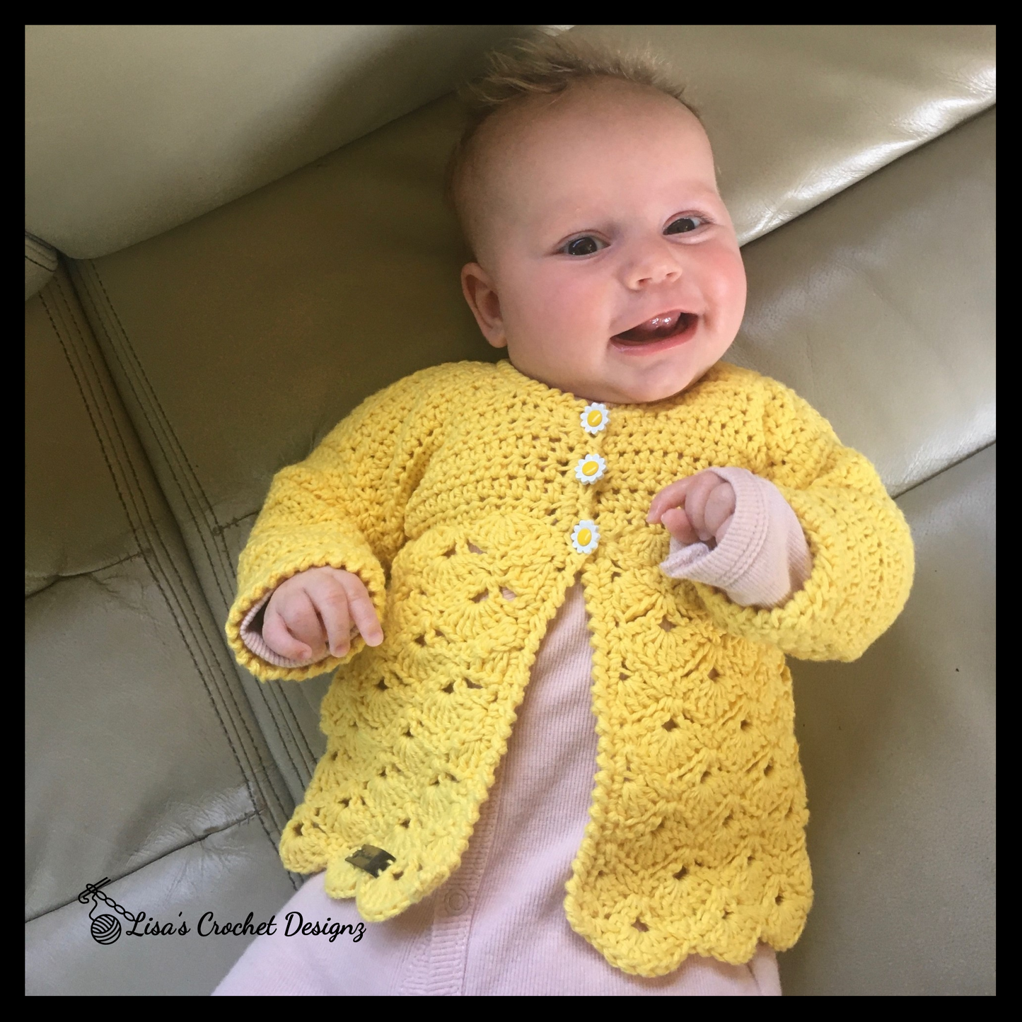 Crochet Pattern Daisy Baby Cardigan Hat Booties Set Newborn to 1 Year