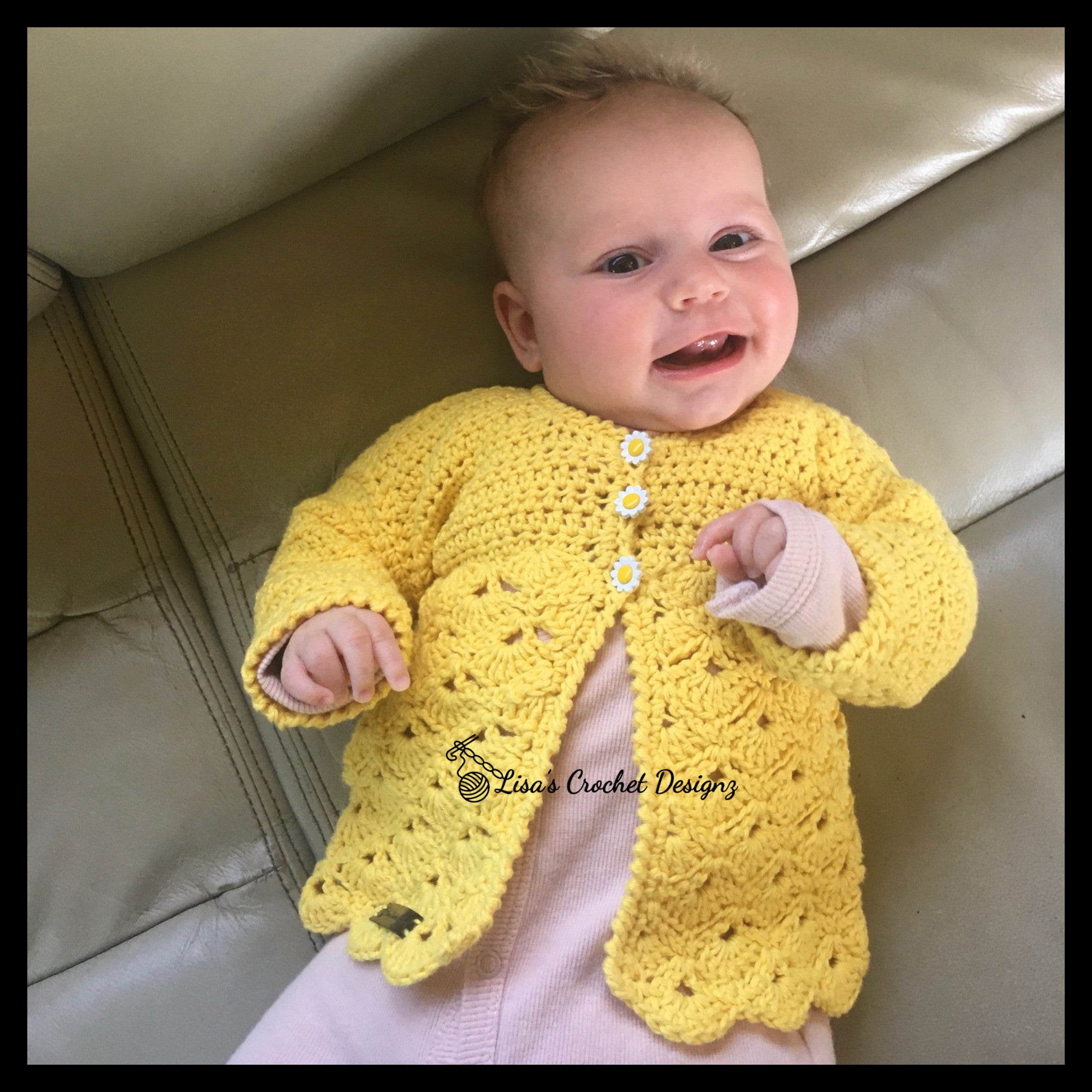 Crochet Pattern Daisy Crochet Baby Cardigan Newborn to 1 Year Lisa s Crochet Designz