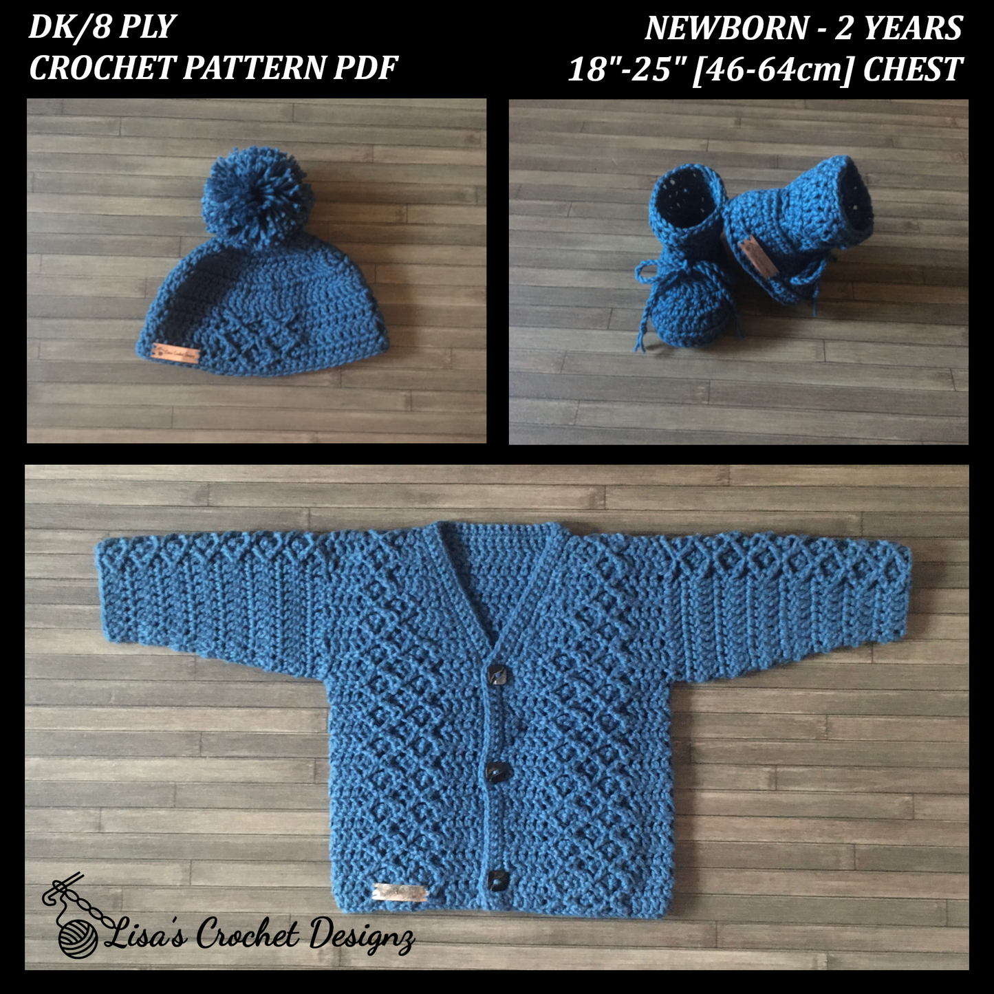 Crochet Pattern Devon Baby Cardigan to 2 Years