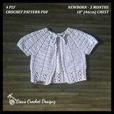 Eva Summer Baby Cardigan 0-3 Months | Crochet Pattern PDF | English