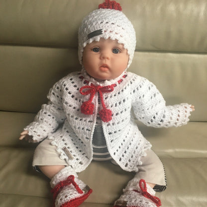 Crochet Pattern Holly Crochet Baby Christmas Cardigan Hat Booties Set