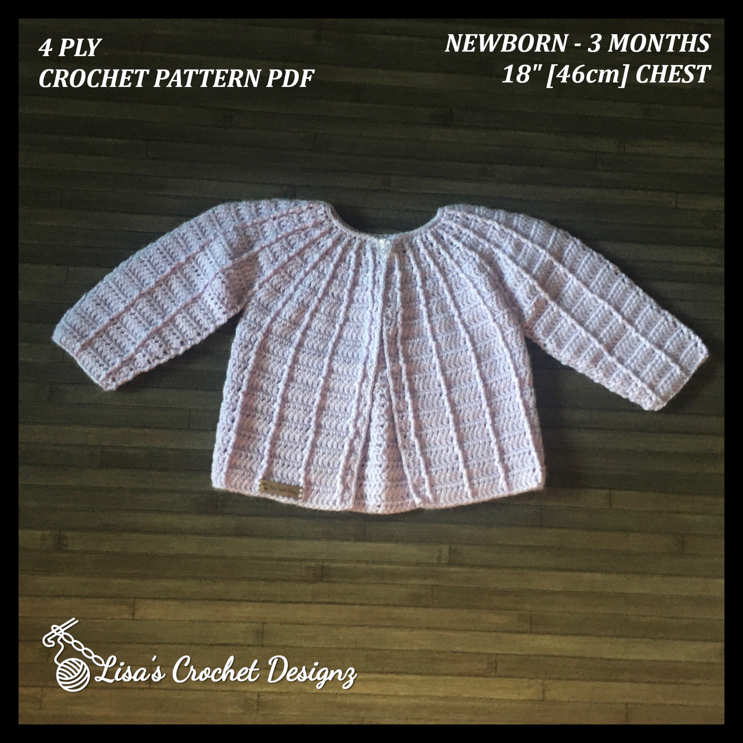 Crochet Pattern Isla Crochet Baby Cardigan 0 to 3 Months