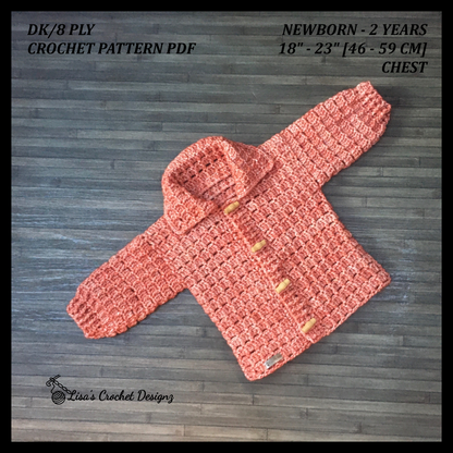 Crochet Pattern James Baby Toddler Collared Cardigan Baby to 2 Years