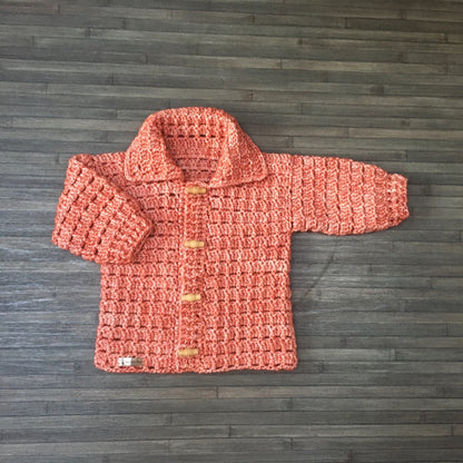 Crochet Pattern James Baby Toddler Collared Cardigan Baby to 2 Years