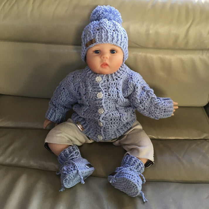 Lola Crochet Baby Sweater Hat and Booties Set Crochet Pattern Baby to ...