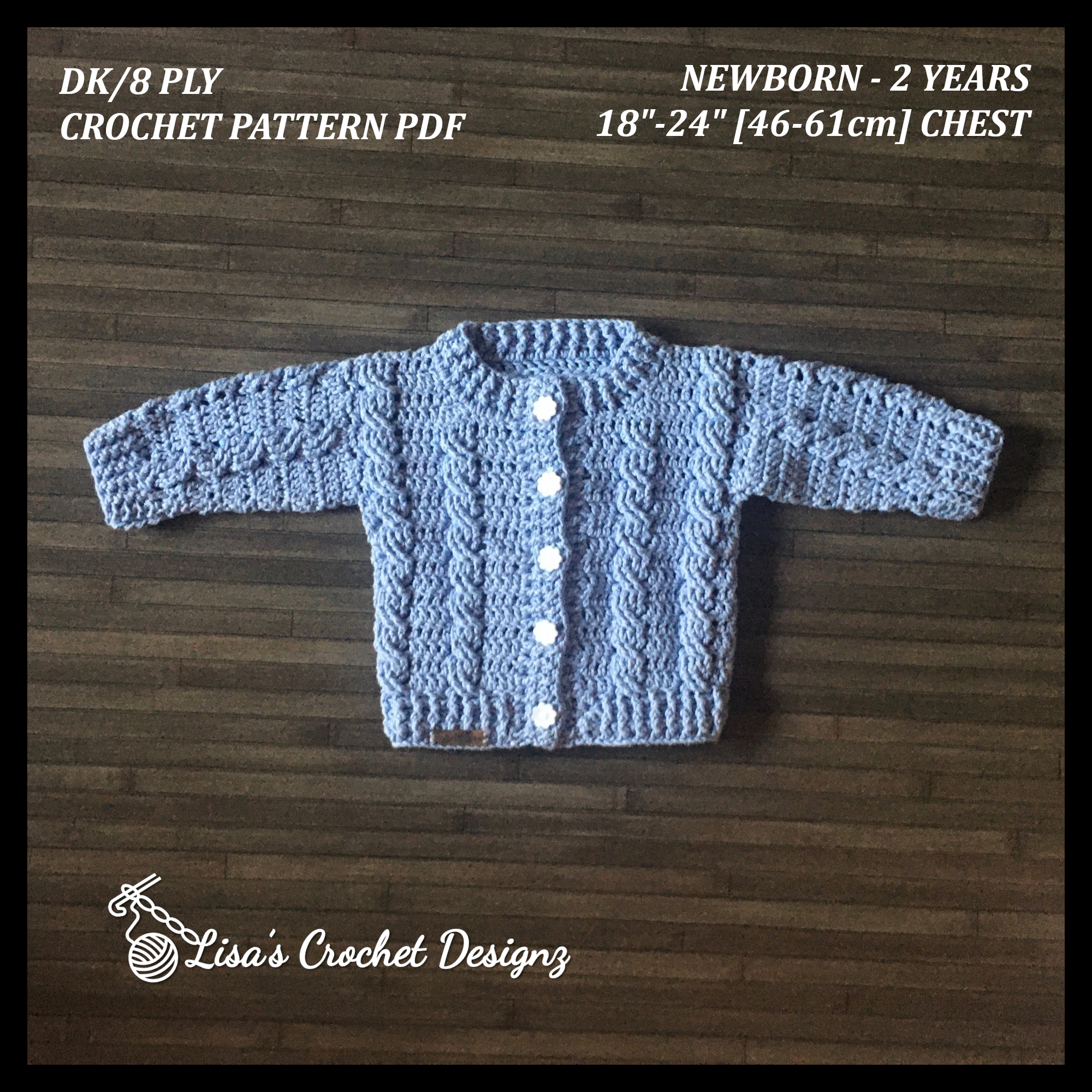 Lola Crochet Pattern Newborn Baby Cardigan, Hat & Booties Set PDF – English