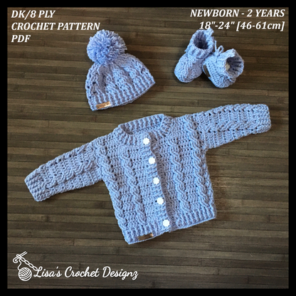 Crochet Pattern Lola Baby Cardigan to 2 Years