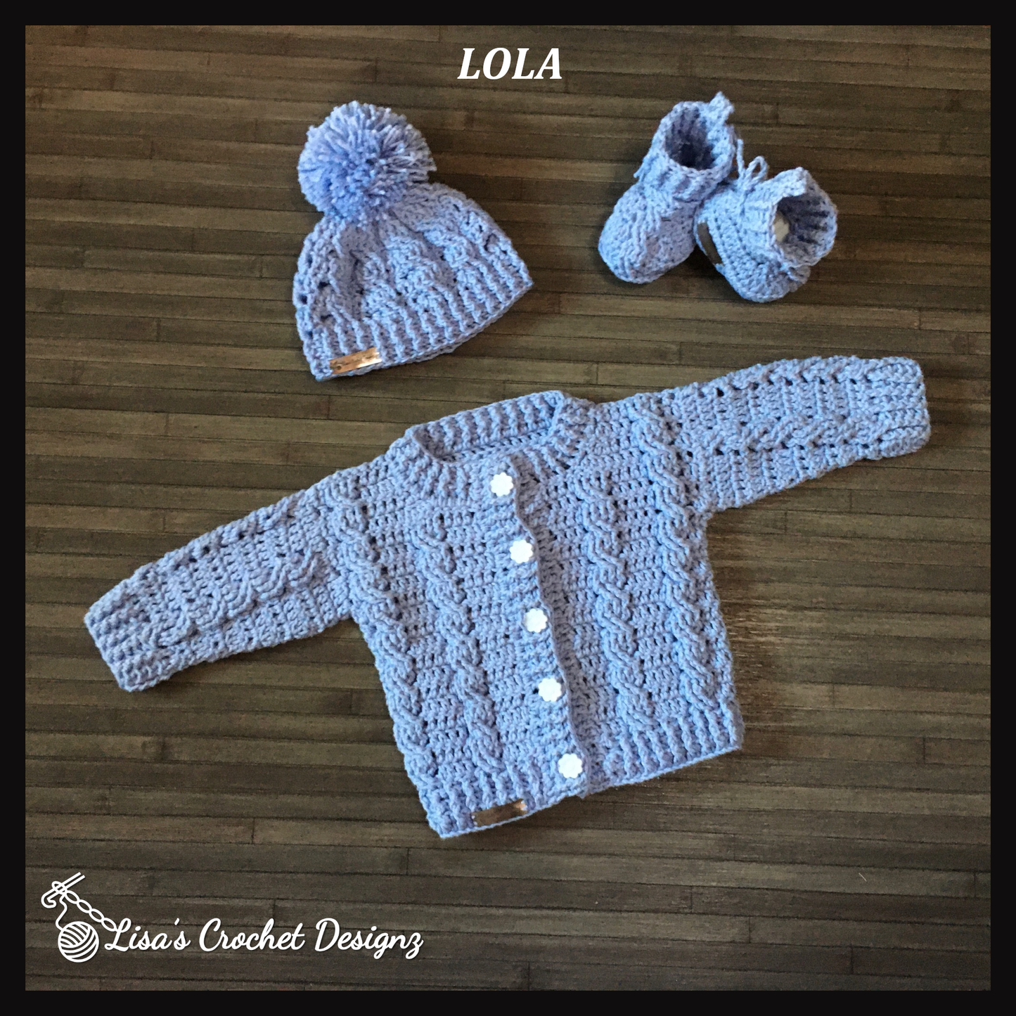 Lola Crochet Baby Sweater Hat and Booties Set Crochet Pattern Baby