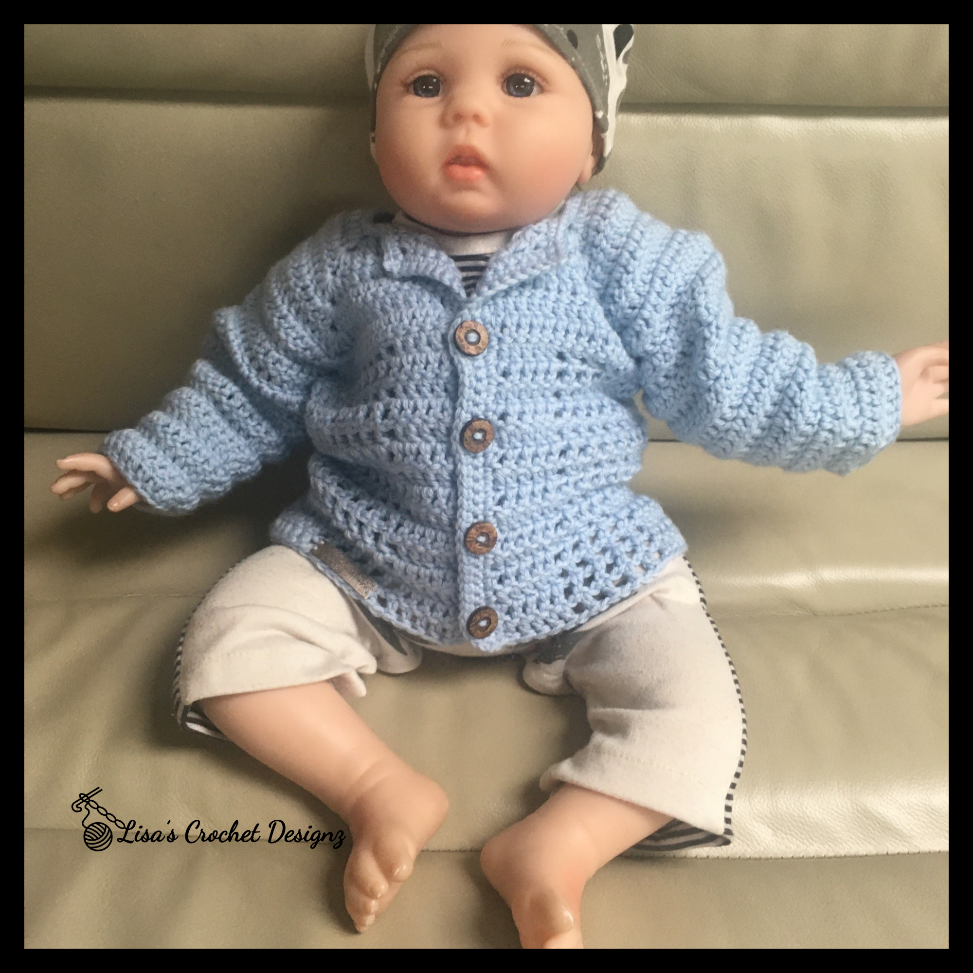 Luke Crochet Baby Cardigan 0-3 Months | PDF Crochet Pattern | English