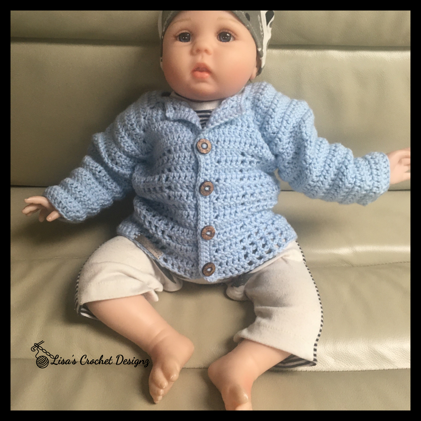 Crochet Pattern Luke Crochet Baby Cardigan 0-3 Months