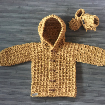 Crochet Pattern Mason Baby Hoodie and Booties to 1 Year