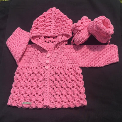 Crochet Pattern Michelle Baby Hoodie and Booties 0-3 Months