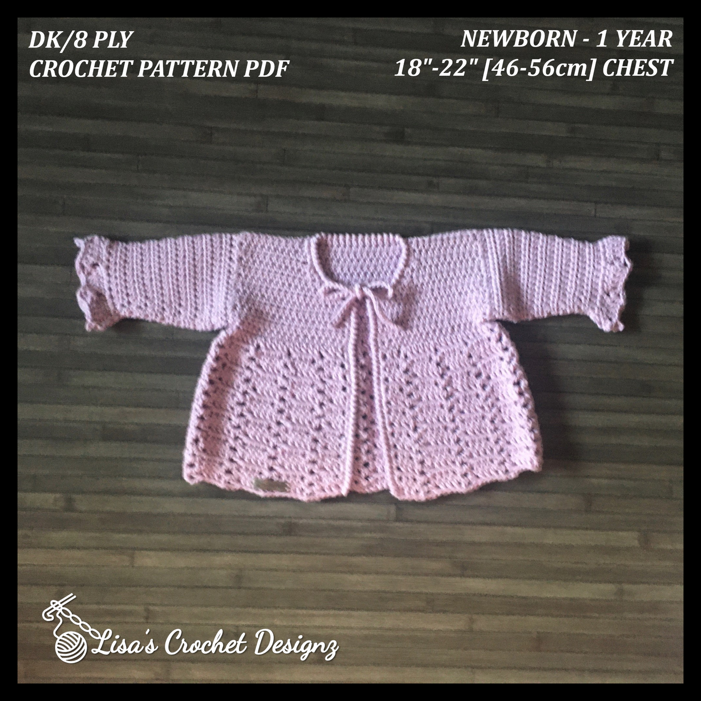 Crochet Pattern Orchid Baby Cardigan Newborn to 1 Year