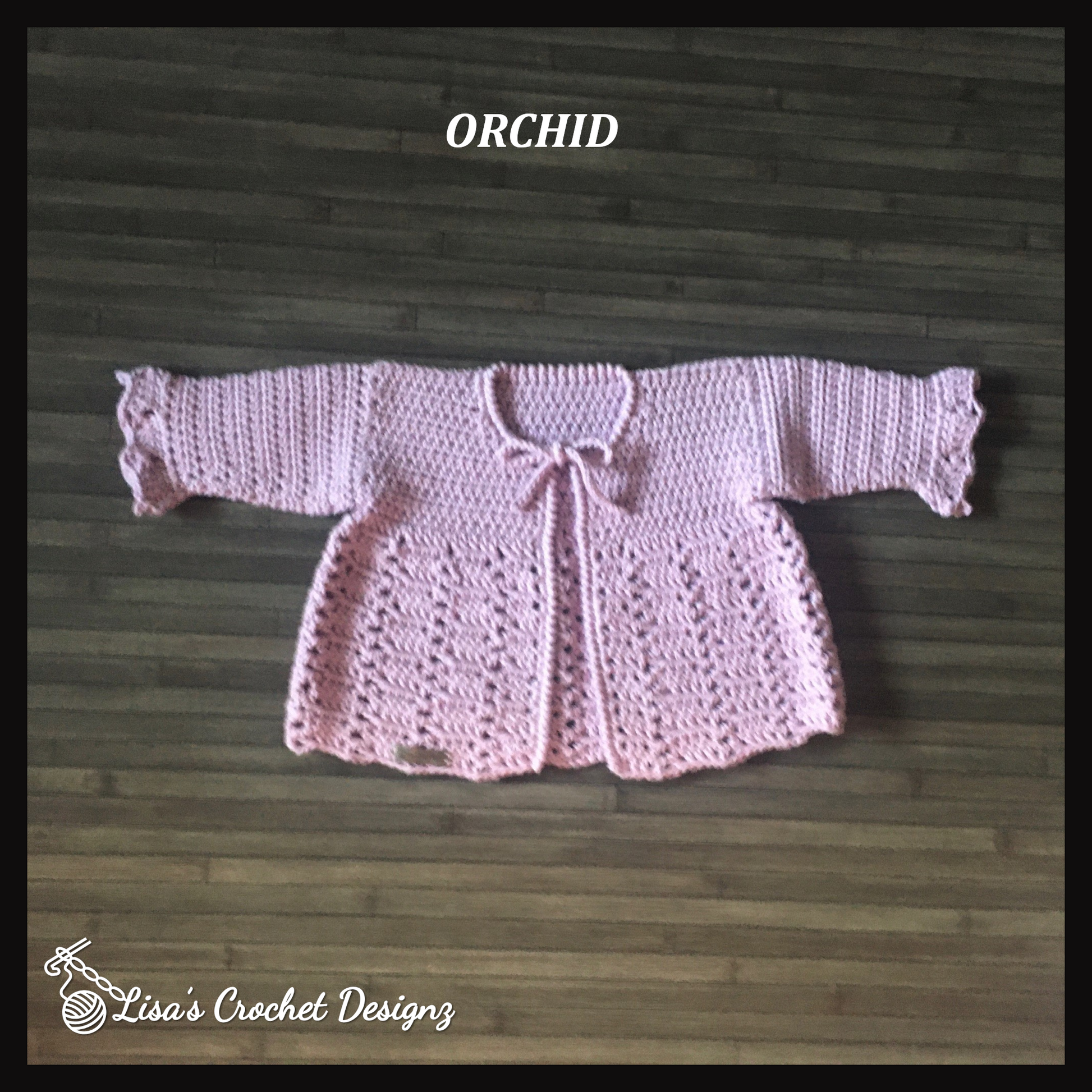 orchid crochet baby cardigan