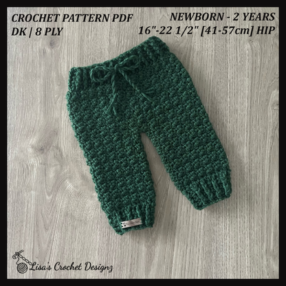 Crochet Pattern Rocky Crochet Baby Pants Newborn to 2 Years