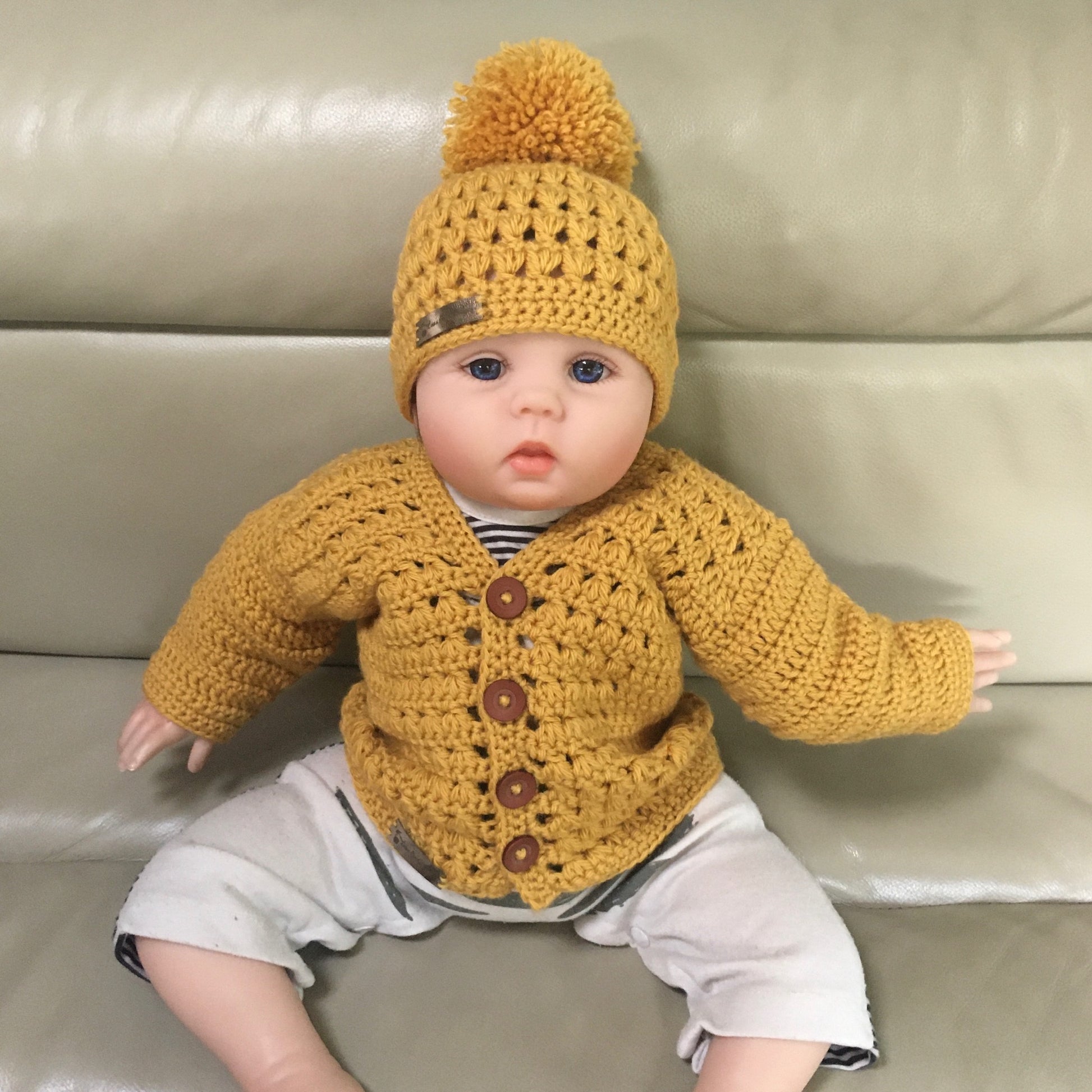 Sam Baby Toddler Child Sweater and Hat Set Crochet Pattern Baby to 10 –  Lisa's Crochet Designz