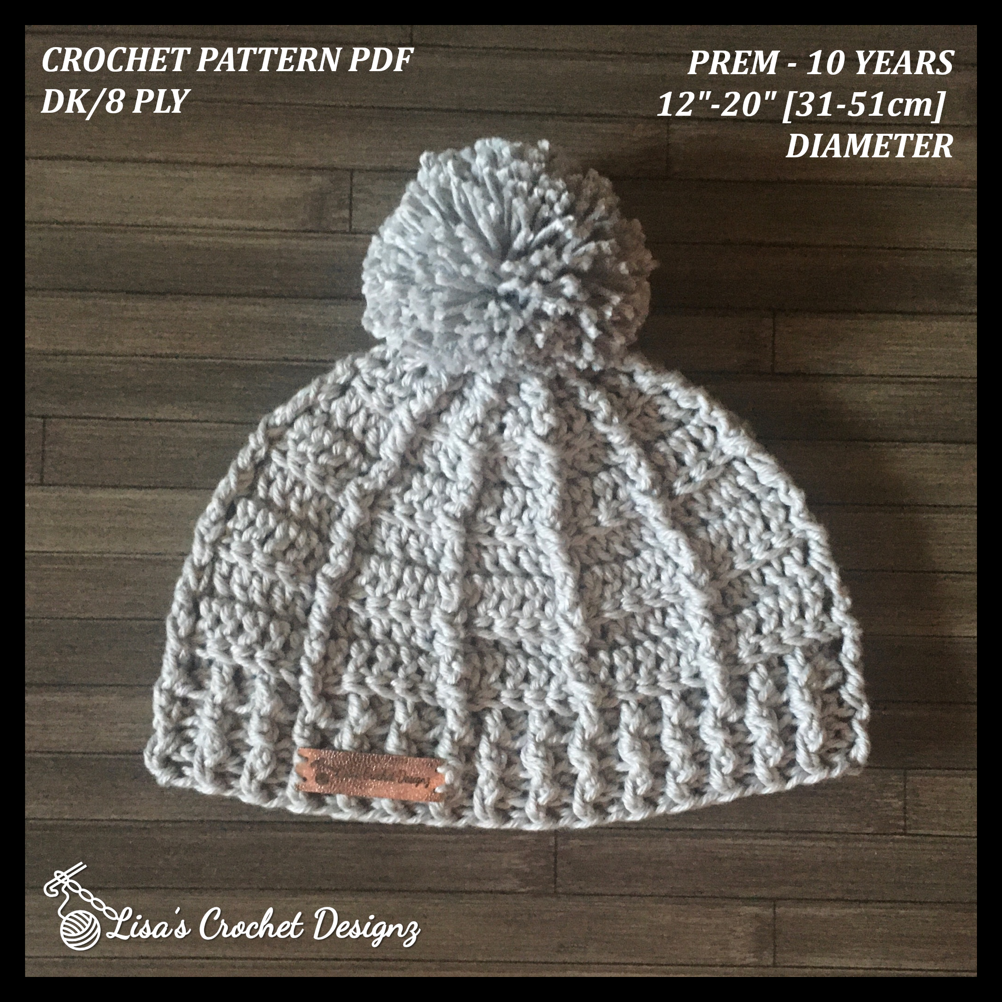 Stirling Hat Crochet Pattern PDF | Preemie to 10 Years | English