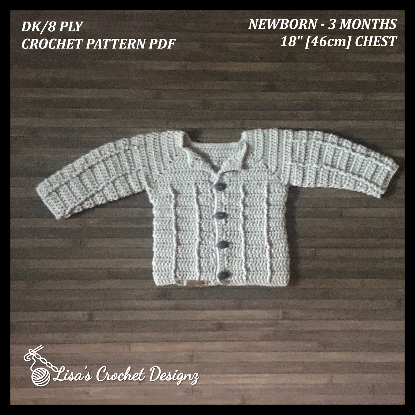 Crochet Pattern Stirling Crochet Baby Cardigan 0-3 Months