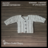 Stirling Crochet Baby Cardigan 0-3 Months | Crochet Pattern PDF | English